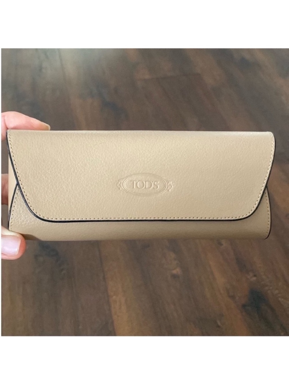 Tod's Leather Eyeglasses Sunglasses Glasses Case Beige Tan Color Leather
